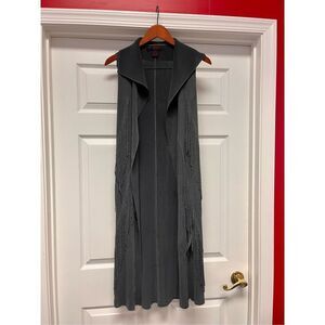 Pleats Collection Gray Fine Pleat Fringed Duster sz M EUC
